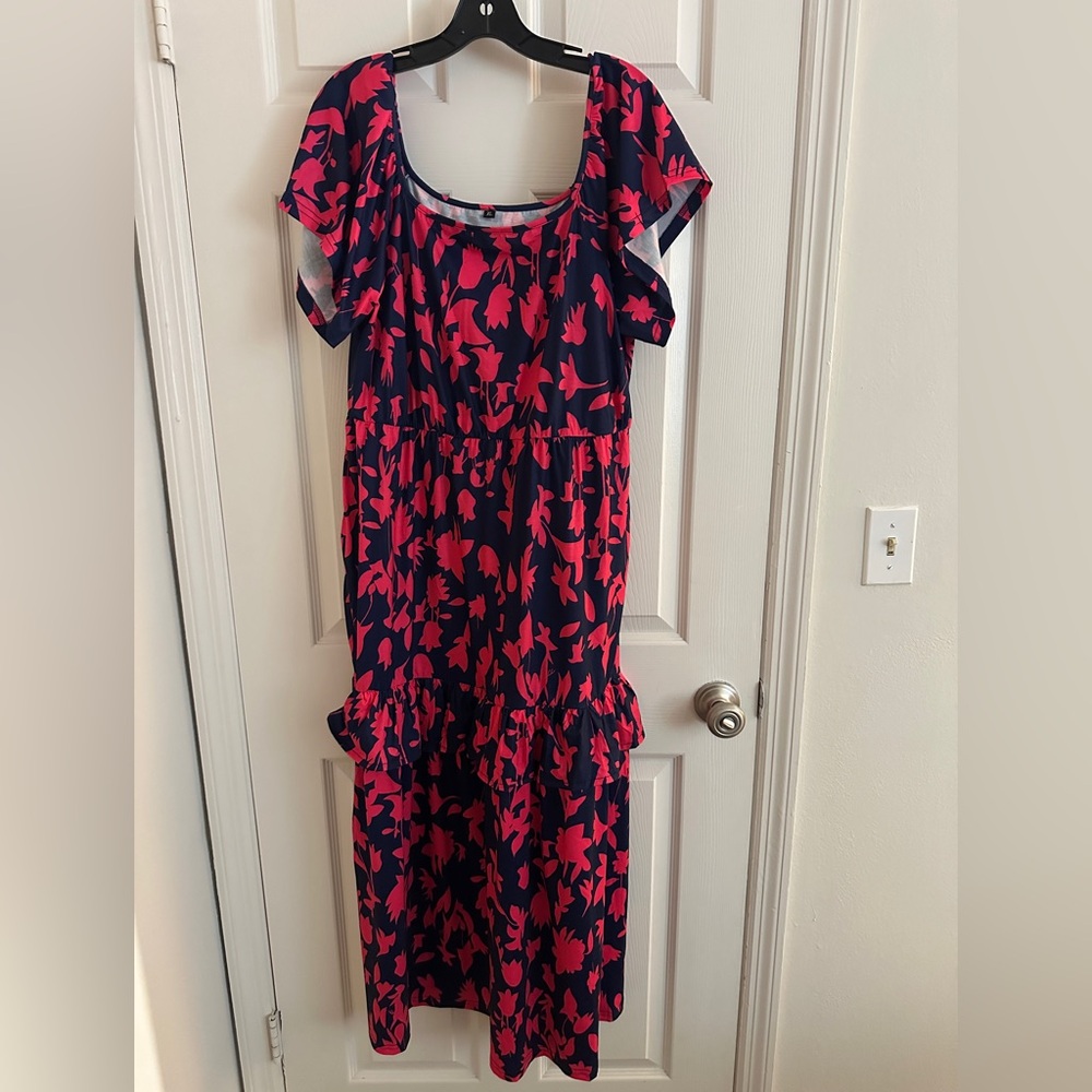 Floral Pink and Blue Dress
